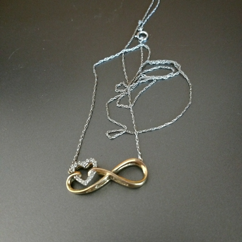 Two Tone Infinity Heart Pendant Necklace